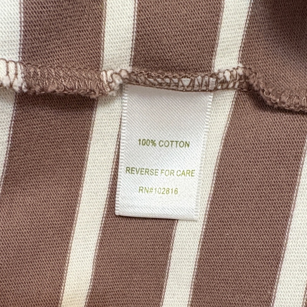 Garnet Hill Taupe and White Striped Midi Dress - Picture 5 of 5